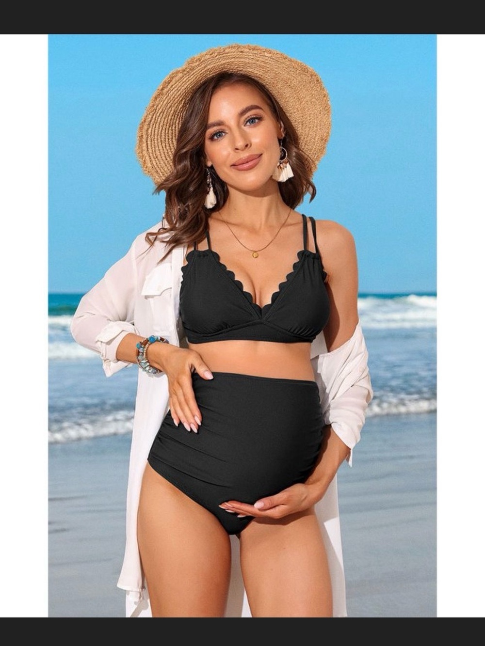 NWOT Charmo Maternity Black Two-Piece Swim Set - Supportive High-Waist Bikini